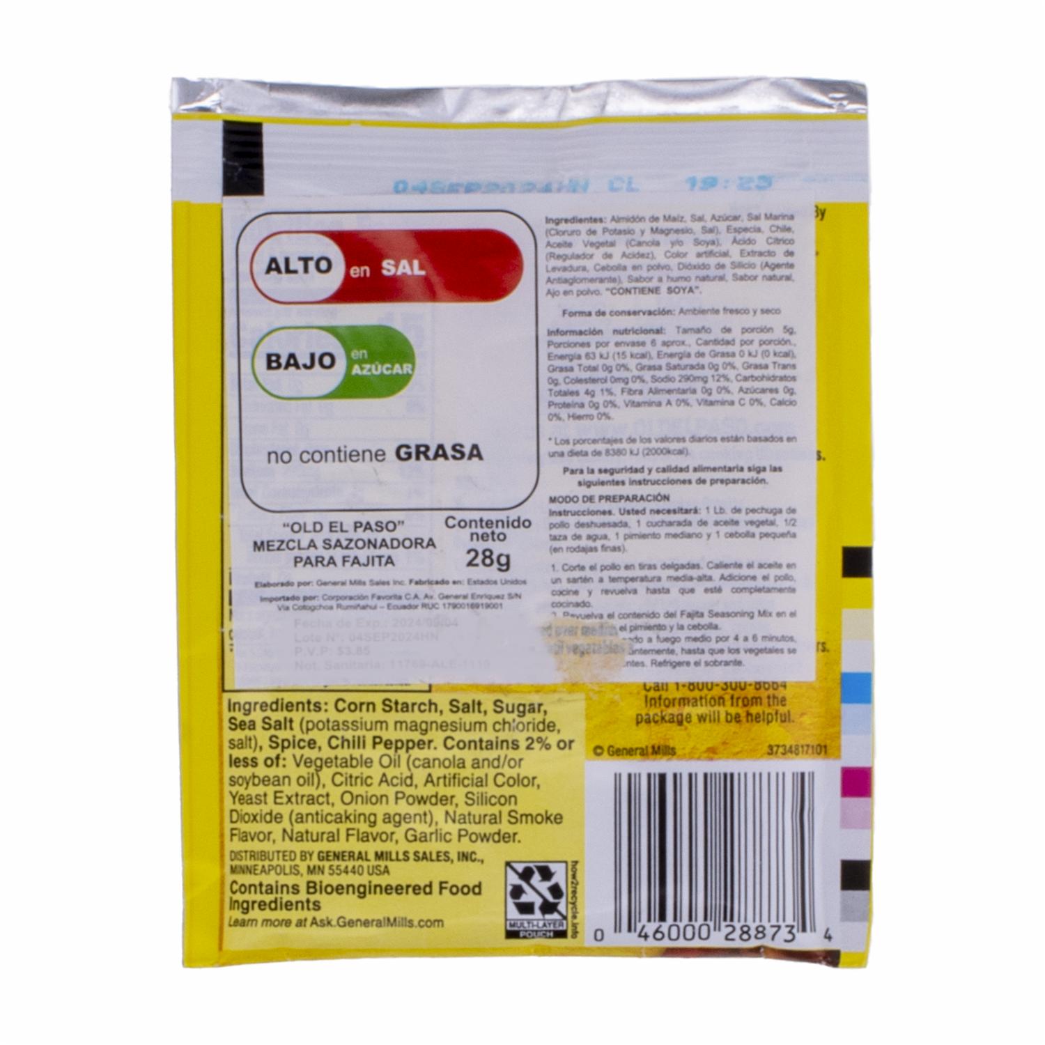 Sazonador Mezcla Para Fajita OLD EL PASO 28 G
