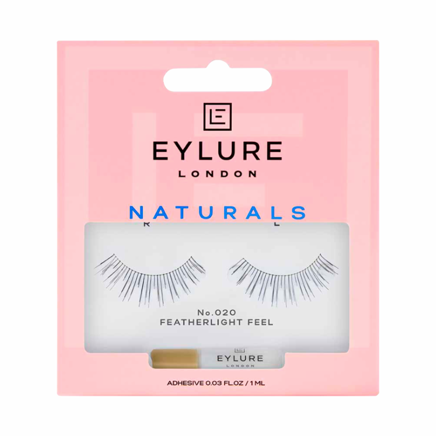Pestañas Postizas De Banda Naturals N°020 + Adhesivo EYLURE LONDON 1 Par