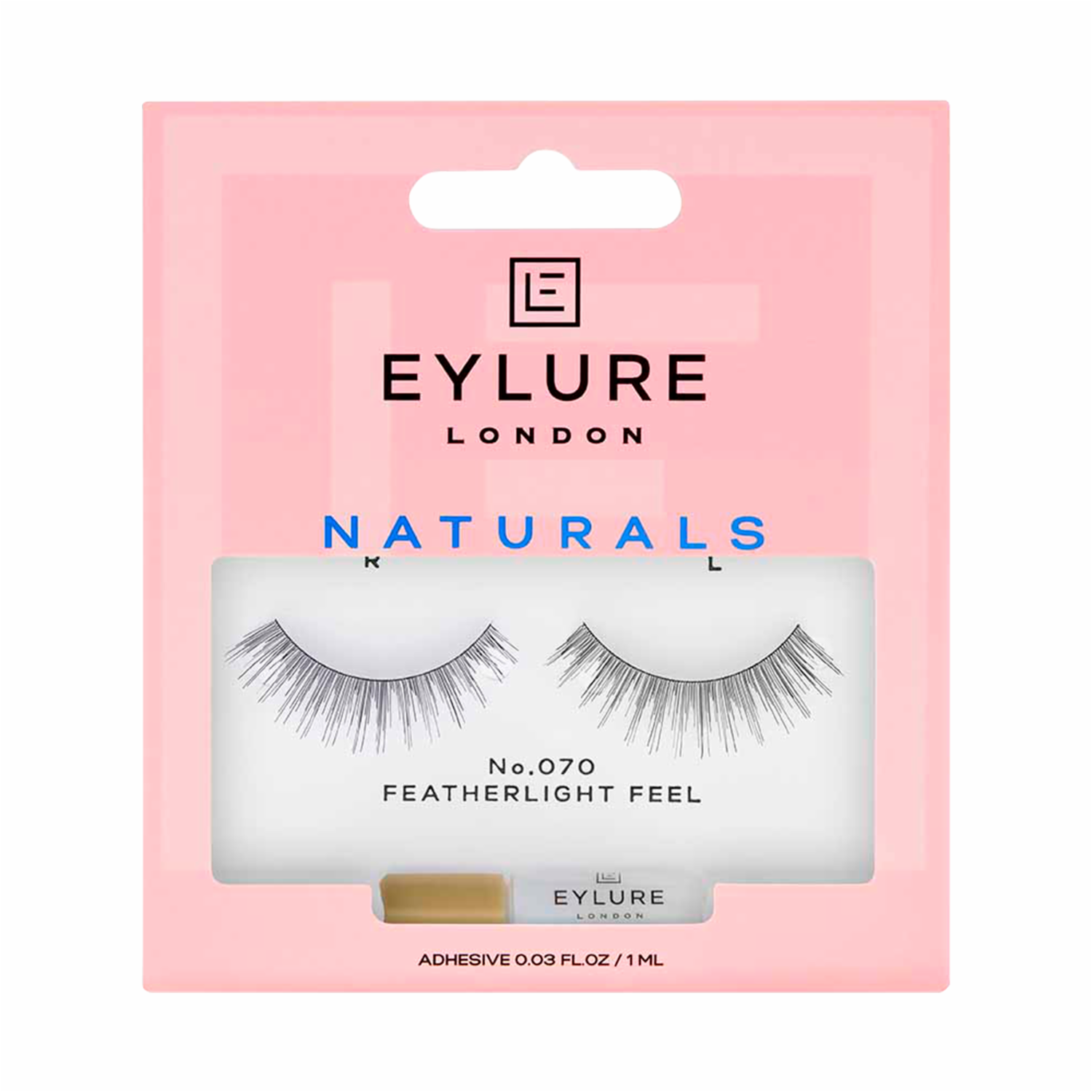Pestañas Postizas De Banda Naturals N°070 + Adhesivo EYLURE LONDON 1 Par
