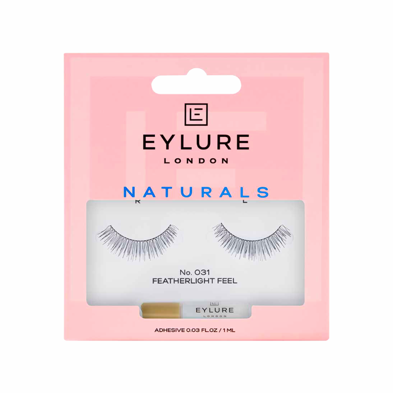 Pestañas Postizas De Banda Naturals N°031 + Adhesivo EYLURE LONDON 1 Par