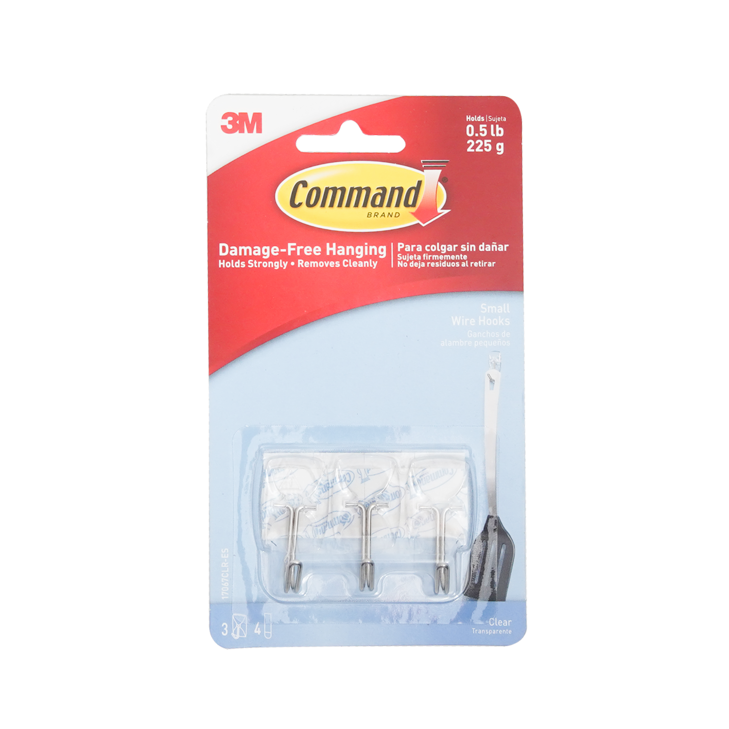 Ganchos Adhesivos Transparentes Medianos 3M 225 G