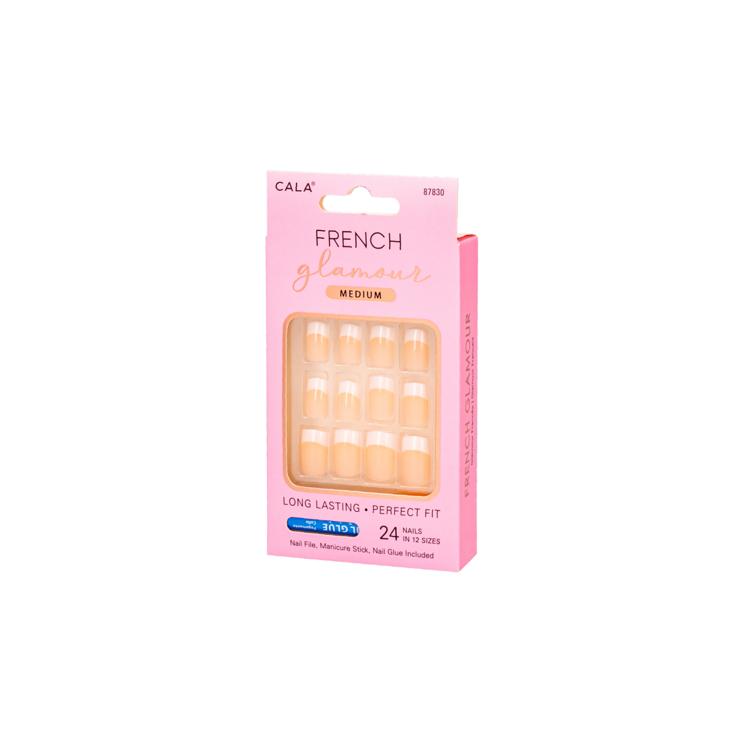 Uñas Postizas 24 Piezas French Glamour Medium CALA Unidad