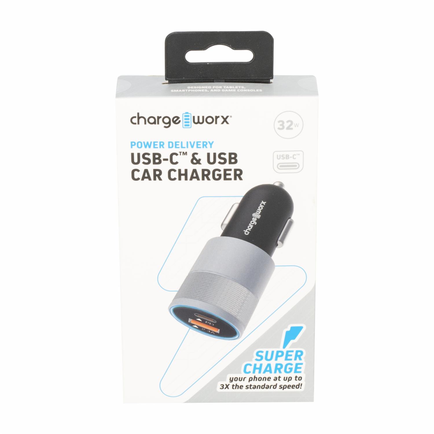 Cargador Para Auto Dos Puertos Usb-c & Usb-a CHARGE WORX 18 W