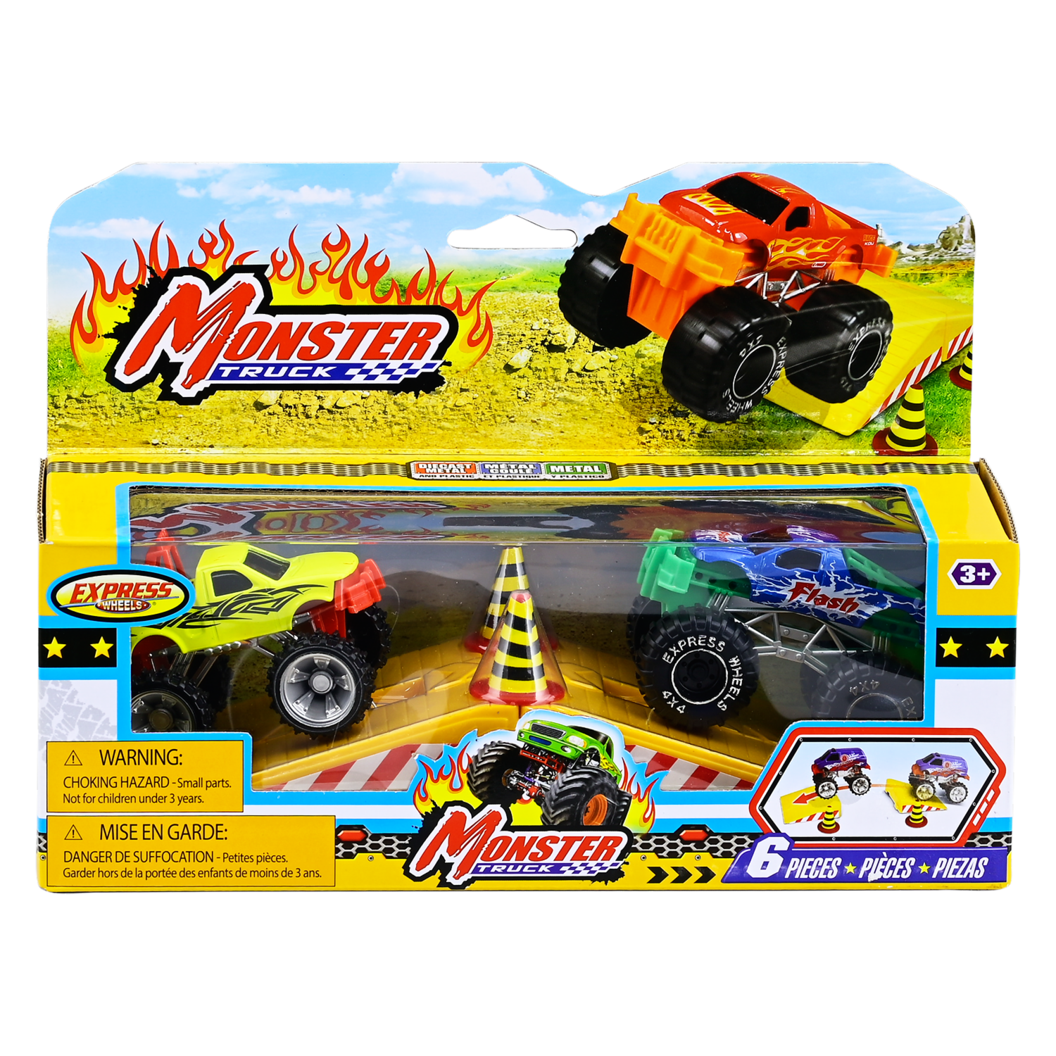 Set Monster Truck EXPRESS WHEELS Incluye 6 Piezas