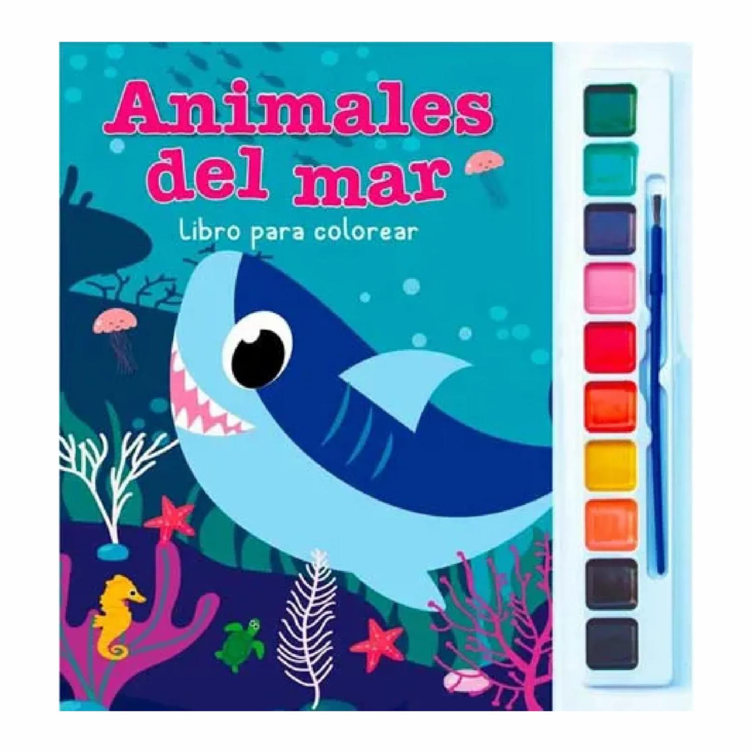 Libro Animales Del Mar + Acuarelas SILVER DOLPHIN 15 Páginas