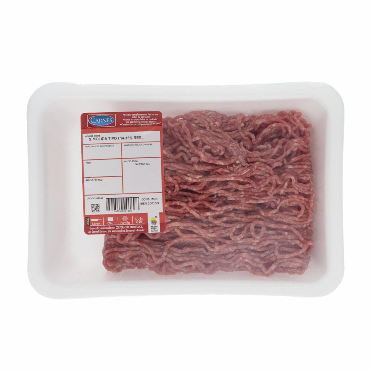Carne Molida De Res Tipo I 14-15% SUPERCARNES Al Peso