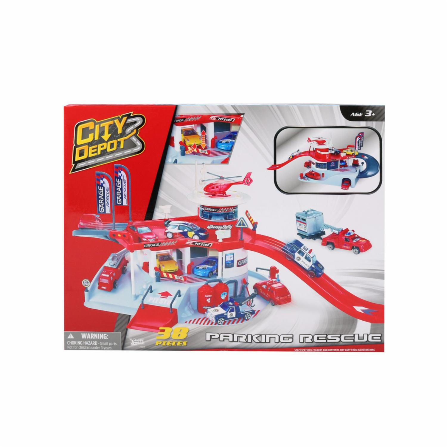 Set De Juego Estacionamiento De Rescate CITY DEPOT 38 Piezas