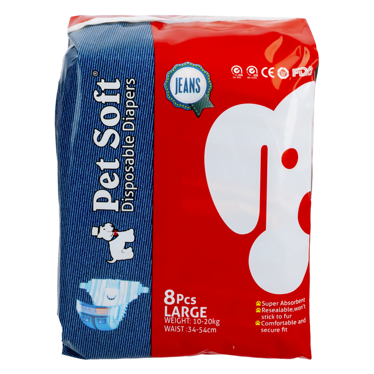 Pañal Para Mascota Estilo Jean PET SOFT Grandes