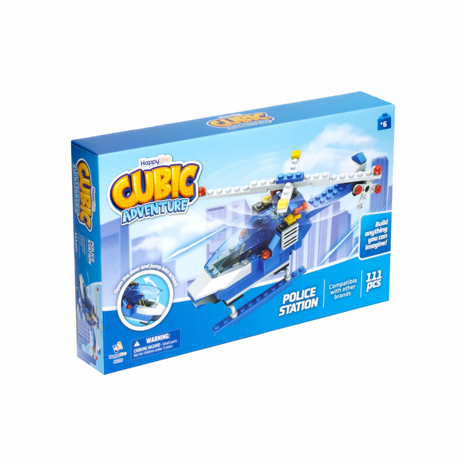Bloques De Armar Helicóptero De Policía CUBIC ADVENTURE 111 Piezas