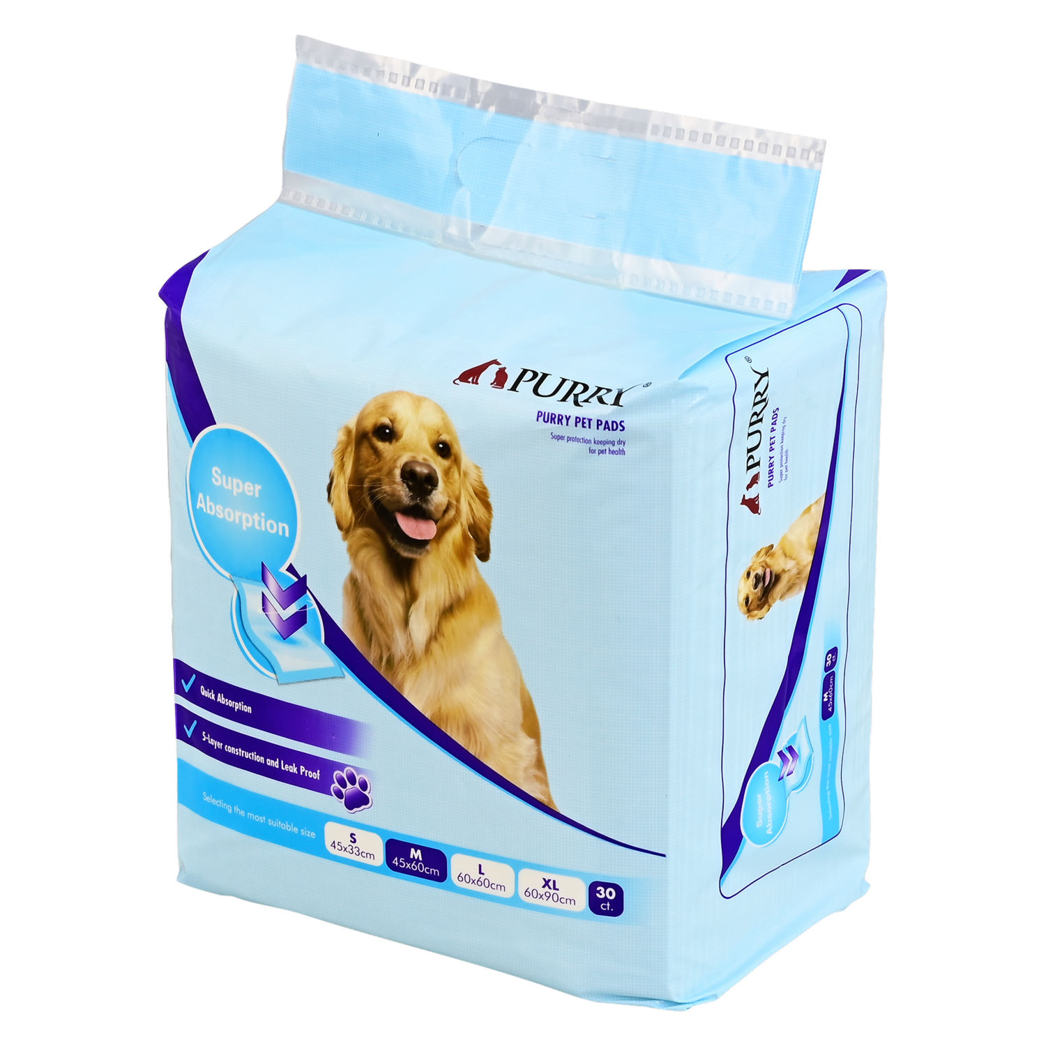 Pads De Piso Mascotas PURRY 45 Cm X 60 Cm X 30