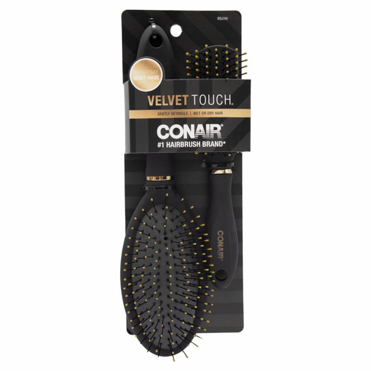 Cepillo De Cabello De Cabello, Especial Para Desenredante Terciopelo Negro X2 CONAIR Paquete