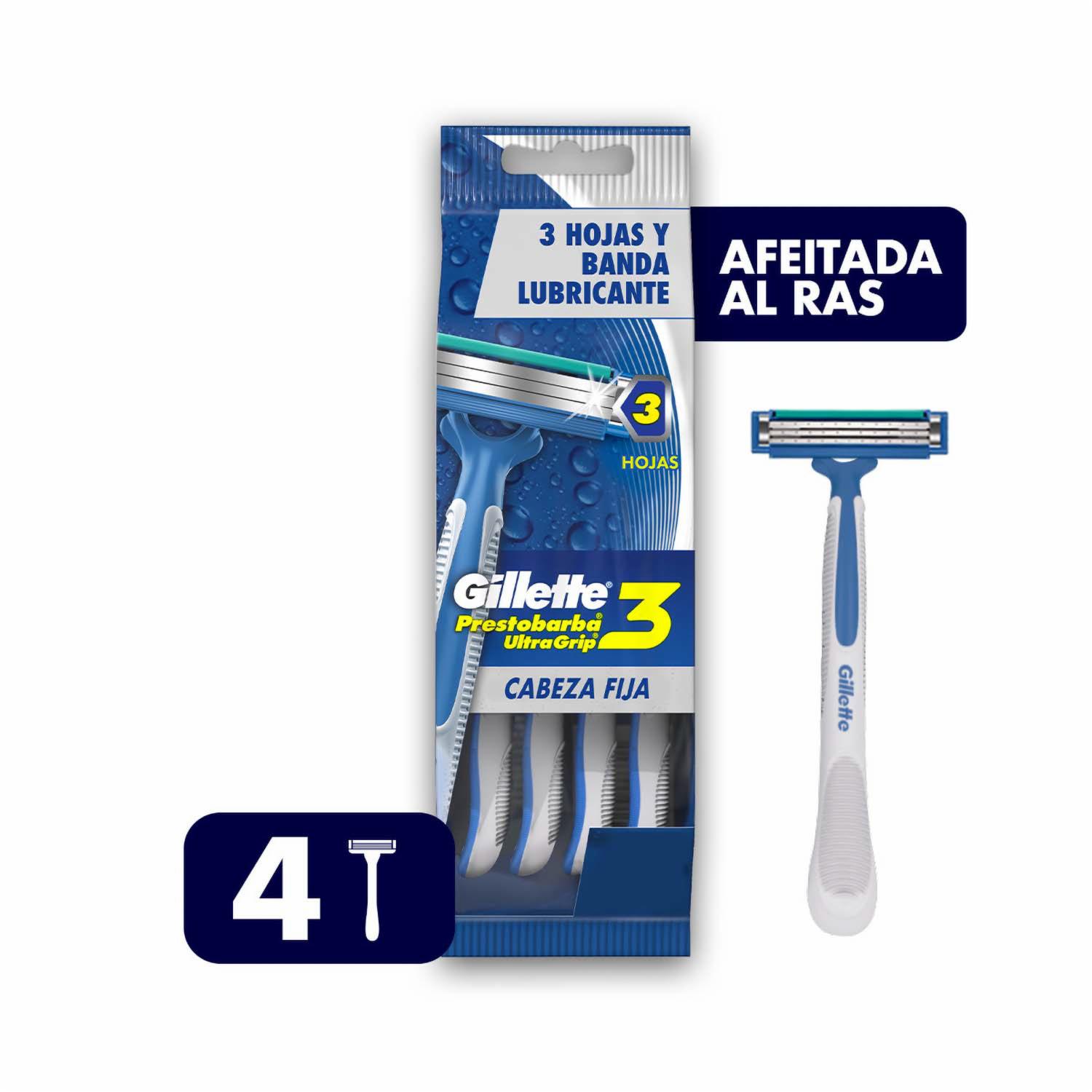Afeitadora Desechable Prestobarba 3 Ultragrip Cabeza Fija GILLETTE X 4 Uds