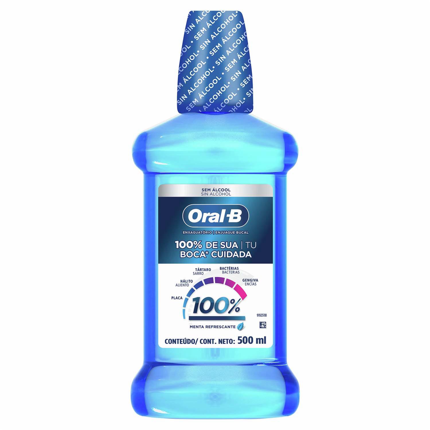 Enjuague  Bucal 100% De Tu Boca Cuidada Menta Refrescante ORAL-B 500 Ml