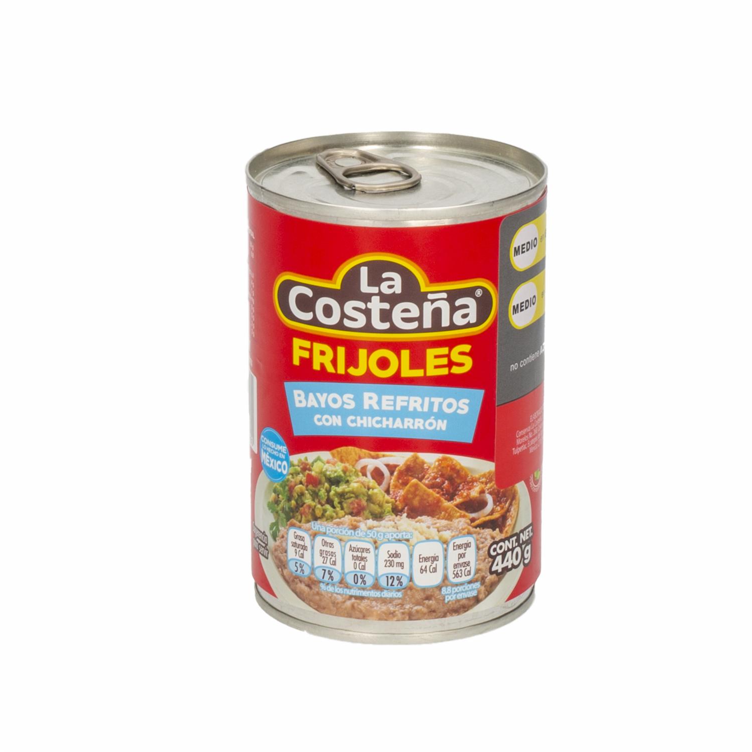 Frijoles Bayos Refritos Con Chicharrón LA COSTEÑA 440 G