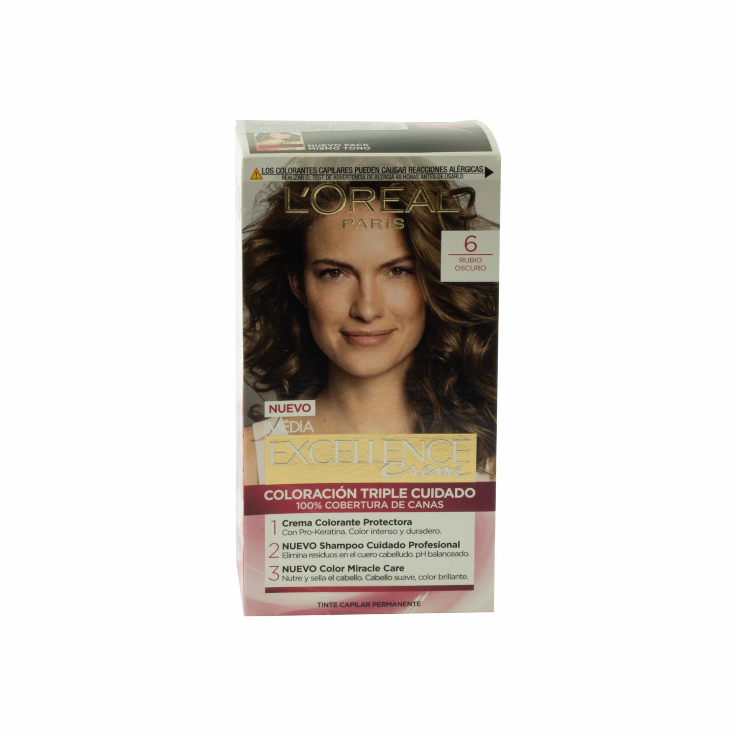 Tinte De Cabello Tono 6 Rubio Oscuro EXCELLENCE L’ORÉAL PARIS 1 Kit