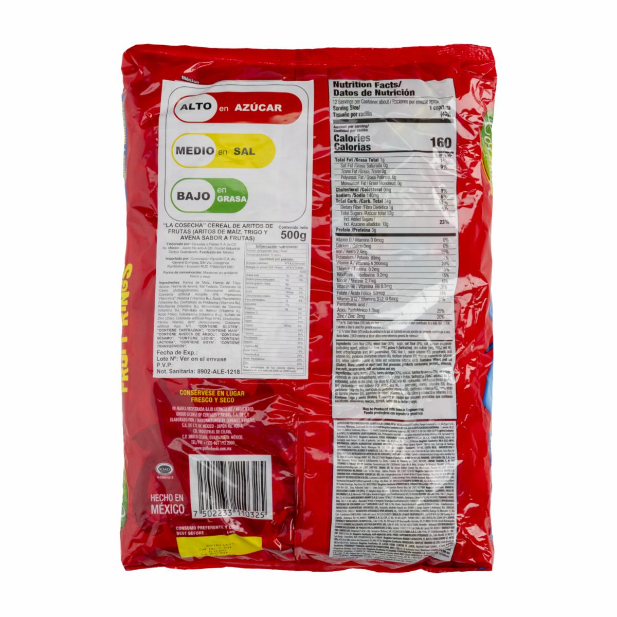 Cereal Aritos De Frutas LA COSECHA 500 g