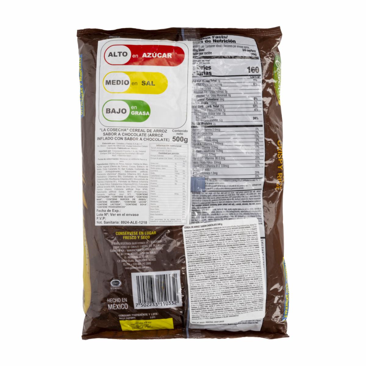 Cereal De Arroz Chocolatoso LA COSECHA 500 G
