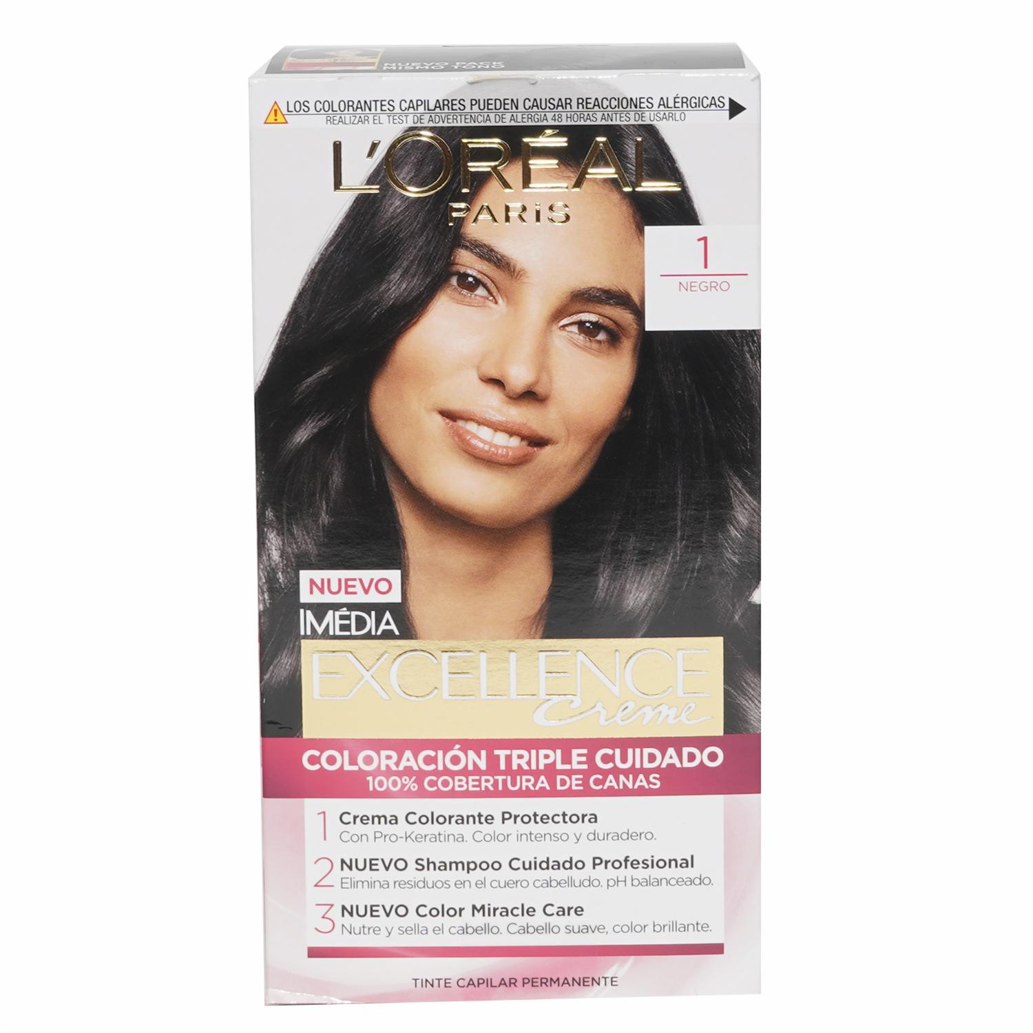 Tinte De Cabello Tono 1 Negro EXCELLENCE L’ORÉAL PARIS 1 Kit