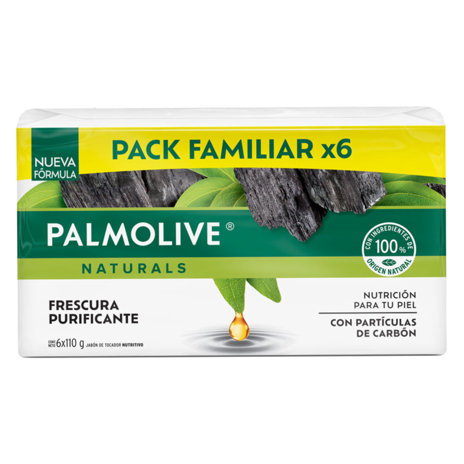 Jabón En Barra Antibacterial Carbón Limpiador PALMOLIVE 6 X 110 G