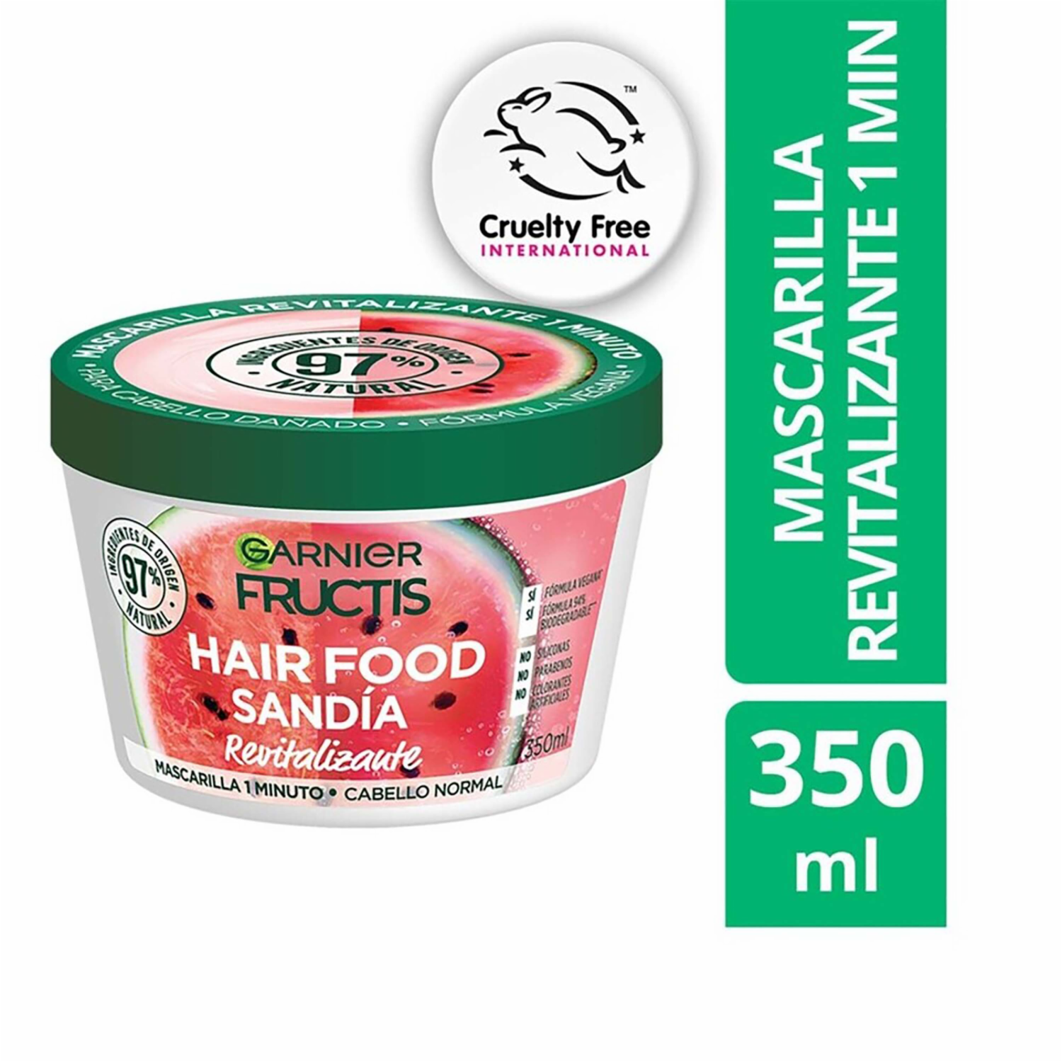 Mascara Capilar Hair Food Sandía Revitalizante 1 Minuto GARNIER FRUCTIS 350 Ml