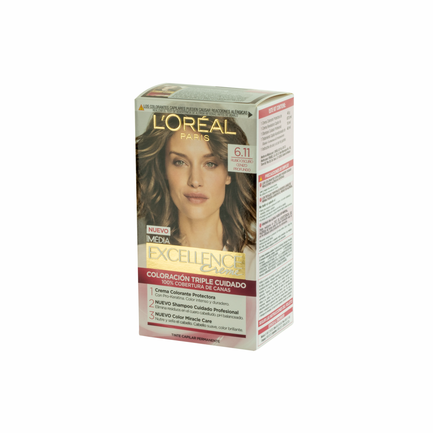 Tinte De Cabello Tono 6.11 Rubio Oscuro Ceniza Profundo EXCELLENCE L’ORÉAL PARIS 1 Kit