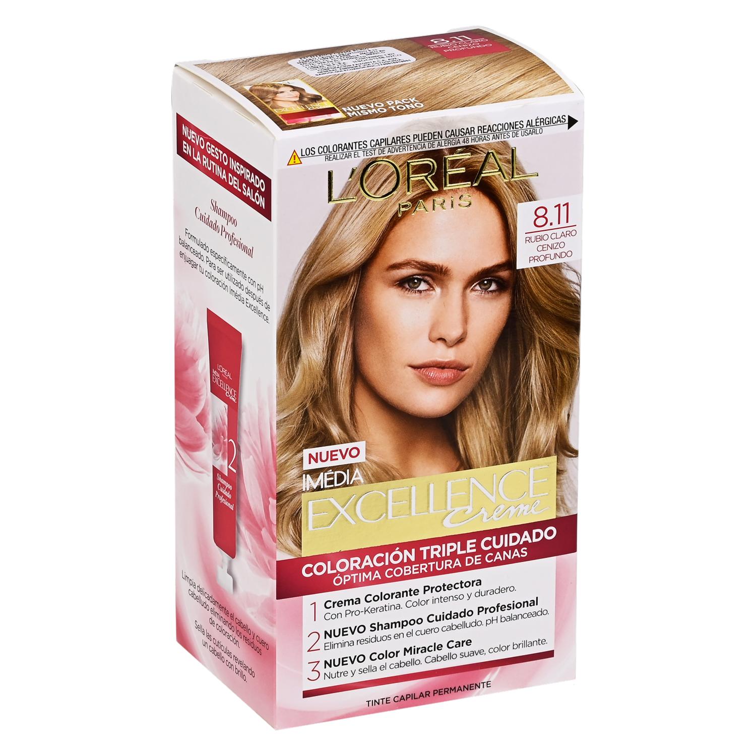Tinte De Cabello Tono 8.11 Rubio Claro Ceniza Profundo EXCELLENCE L’ORÉAL PARIS 1 Kit