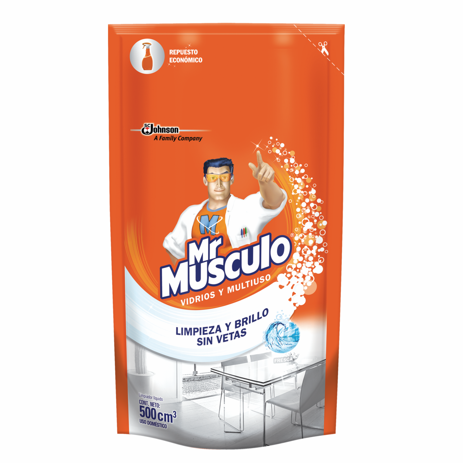 Limpia Vidrios Aroma Fresa Doy pack MR.MUSCULO 500 Ml