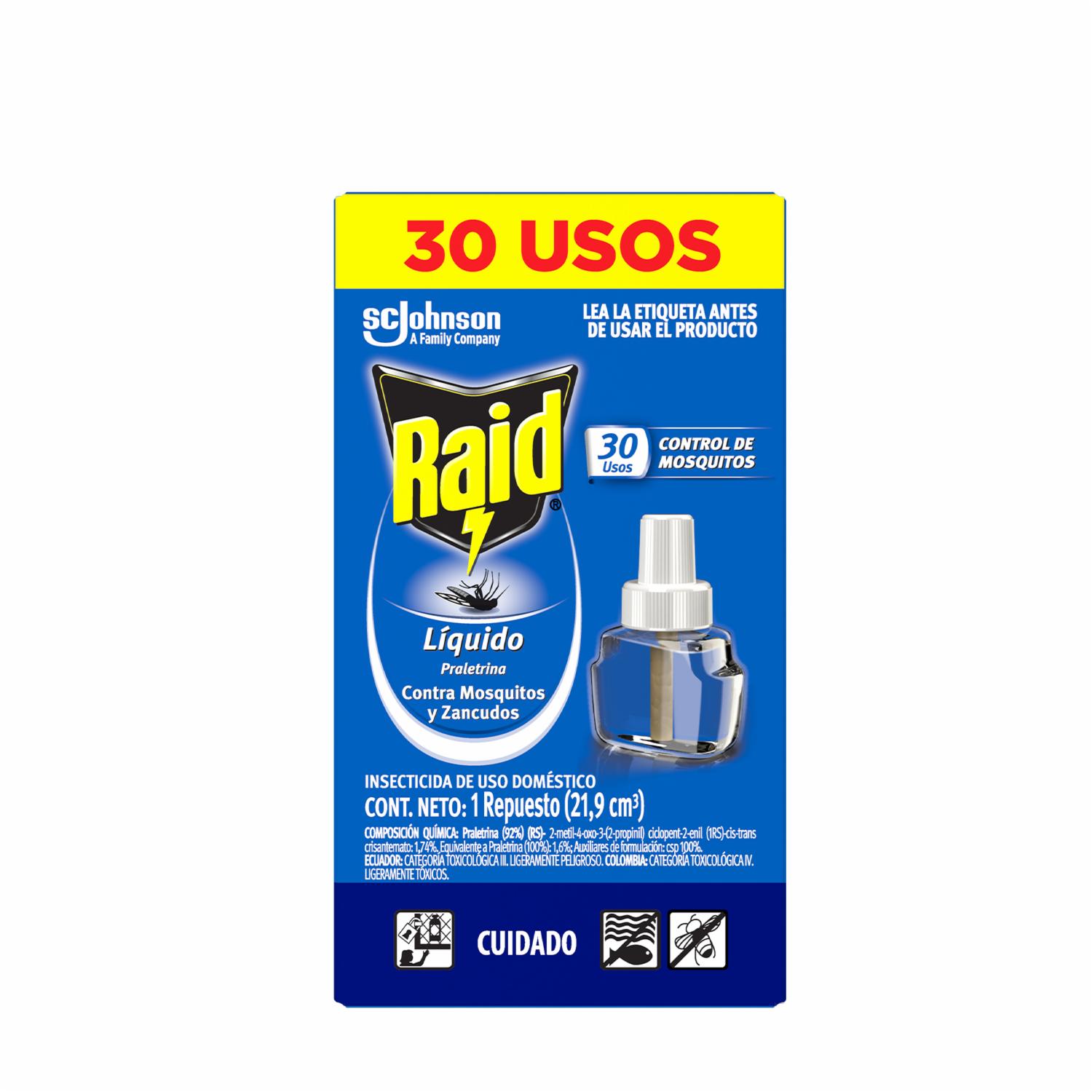 Repuesto Líquido Efecto 45 Noches Anti Zancudos RAID X 2 Uds
