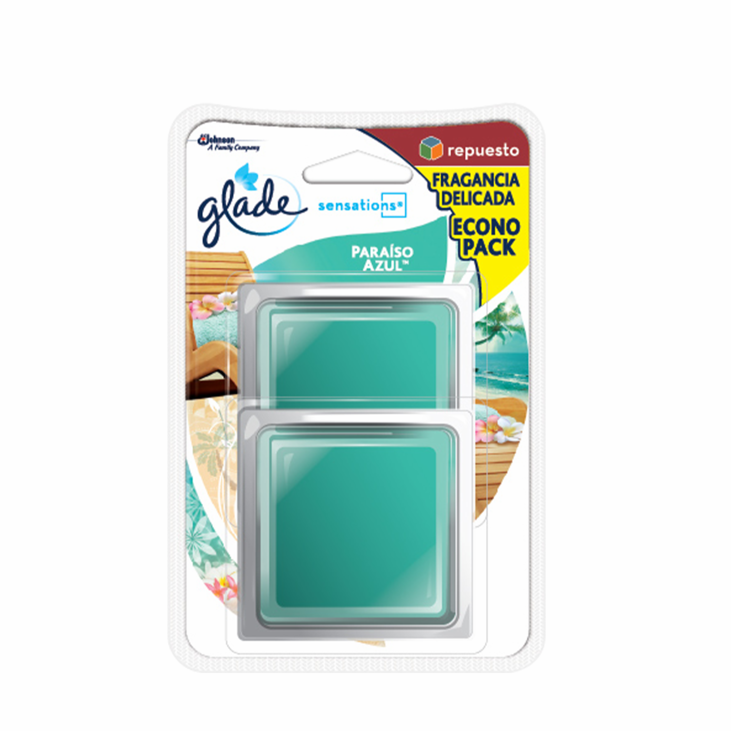 Repuesto Desodorante Ambiental Paraíso Azul GLADE 2 X 8 G
