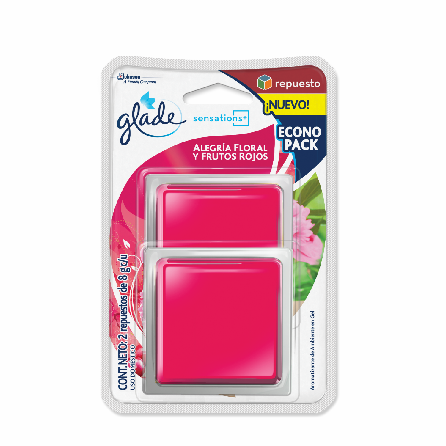 Ambientador Sensations Respuesta Alegría Floral GLADE 2 X 8 G