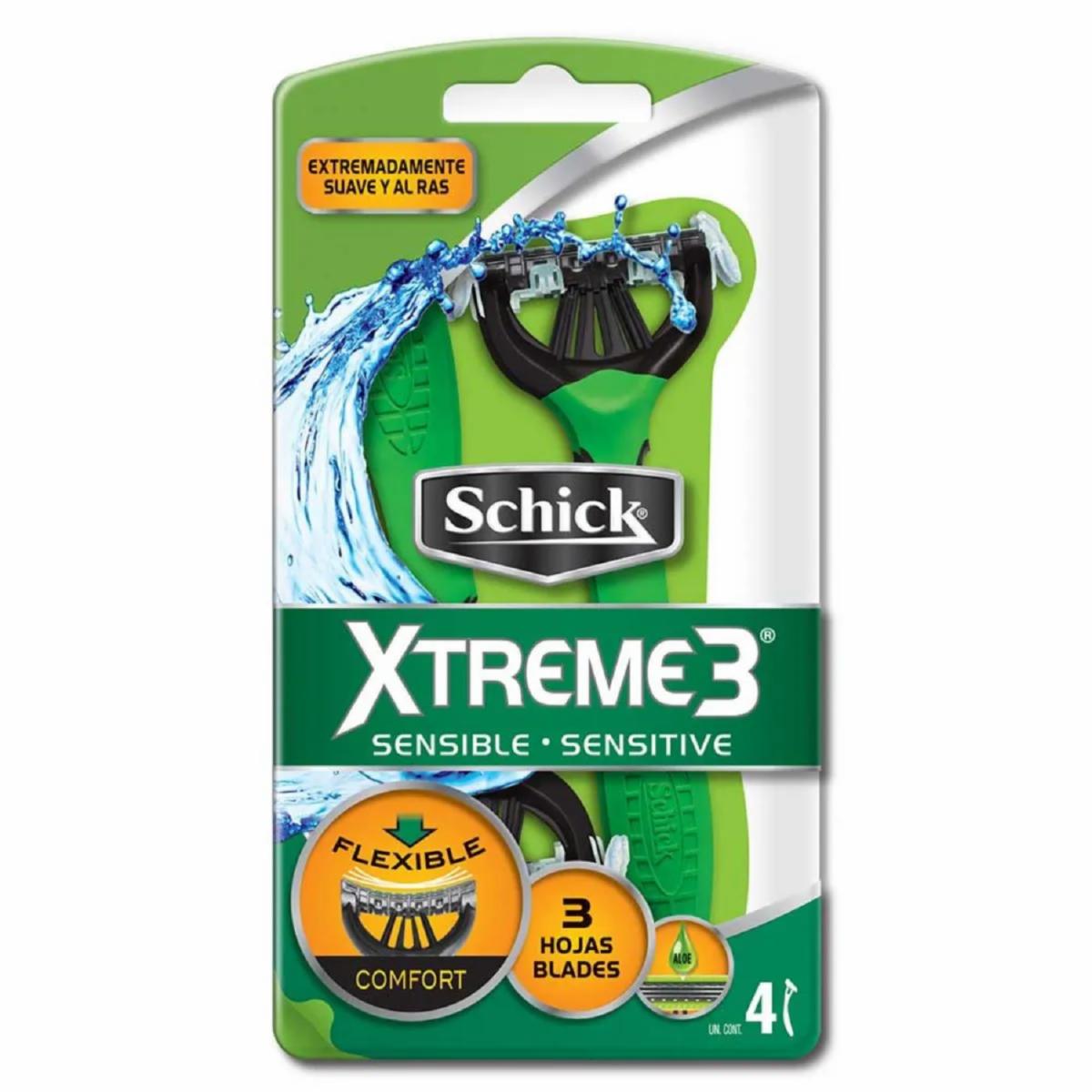 Afeitadora Desechable Xtreme 3 Sensitive SCHICK X 4 Uds
