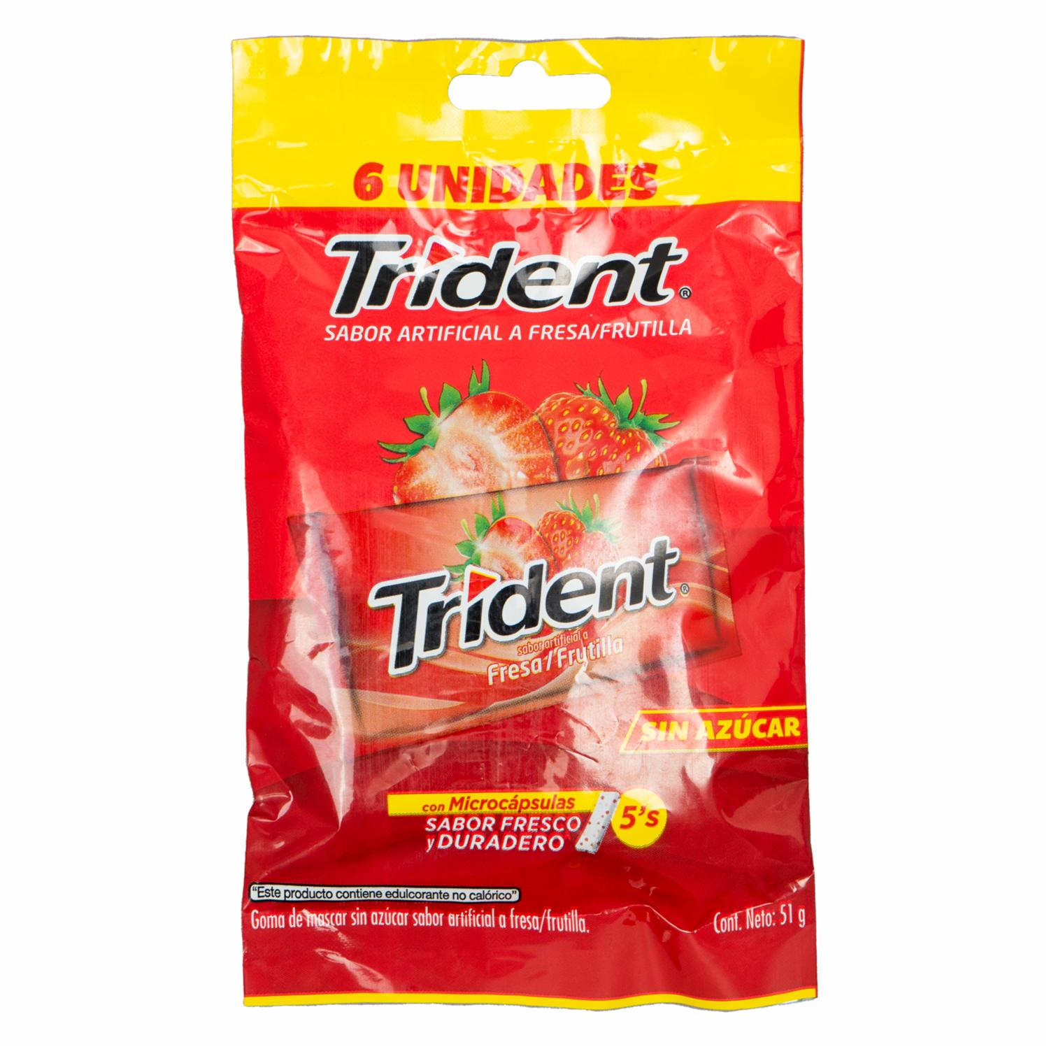 Chicles Sabor A Fresa Frutilla TRIDENT 51 G