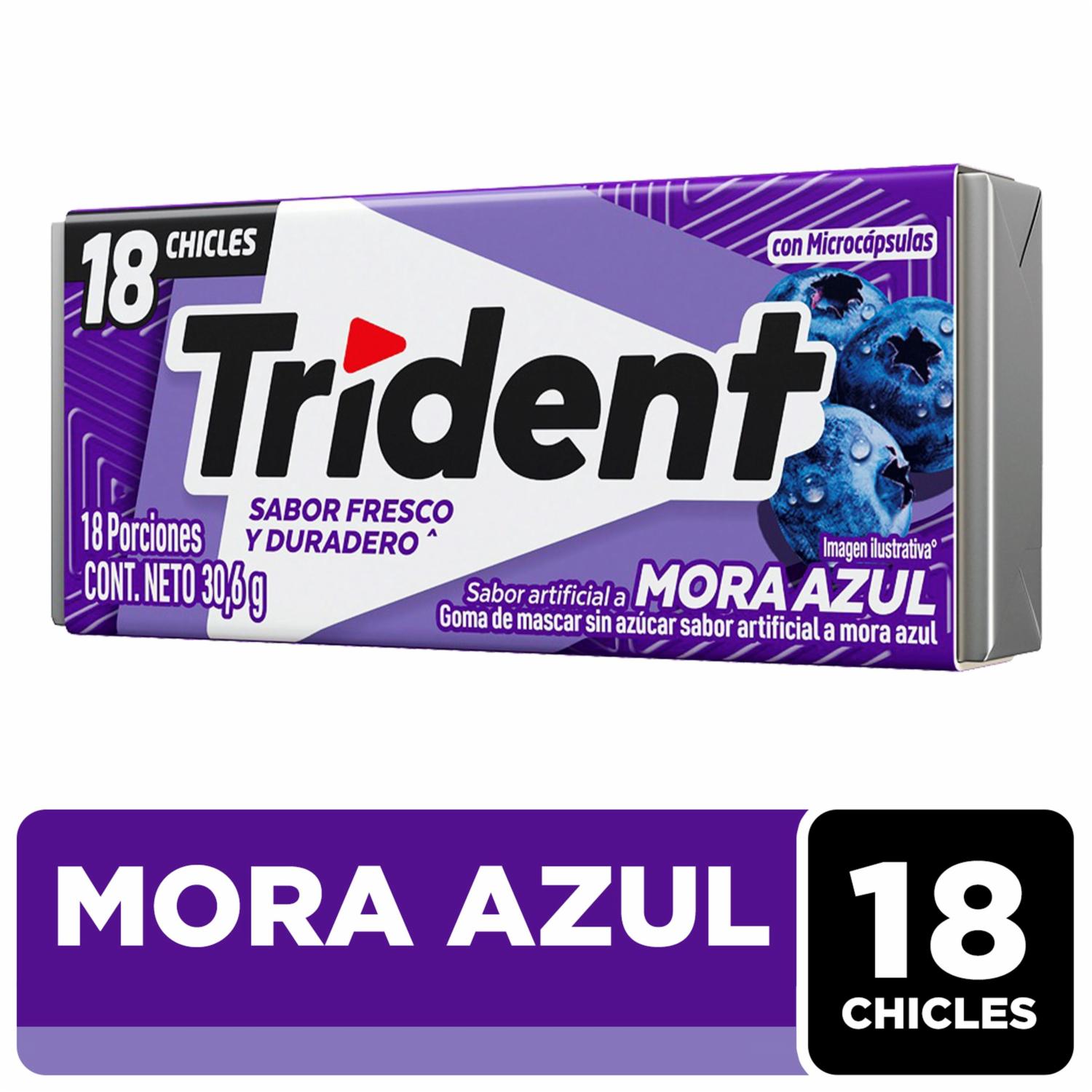 Chicles Sabor A Mora Azul TRIDENT 30.60 G