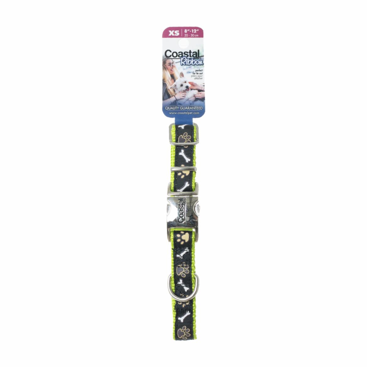 Collar Ajustable Para Perro Huellas Cafes Huesos RIBBON Pequeño