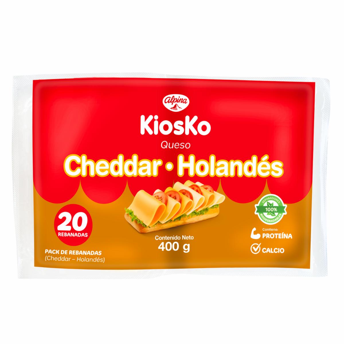 Mix De Quesos Cheddar Holandés Rebanados KIOSKO 400 G
