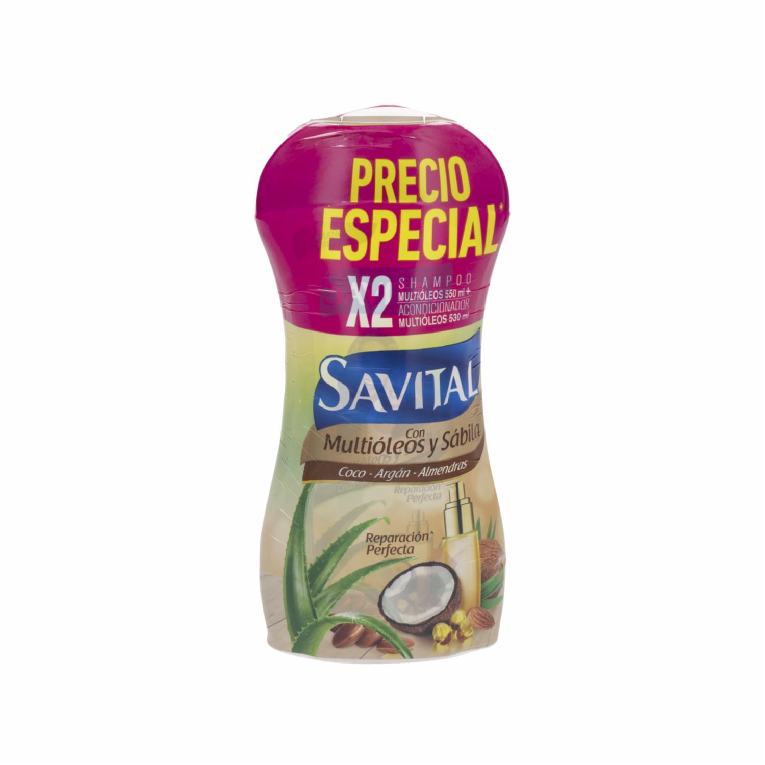 Shampoo Y Acondicionador Con Multioleos SAVITAL Pack 550 Ml