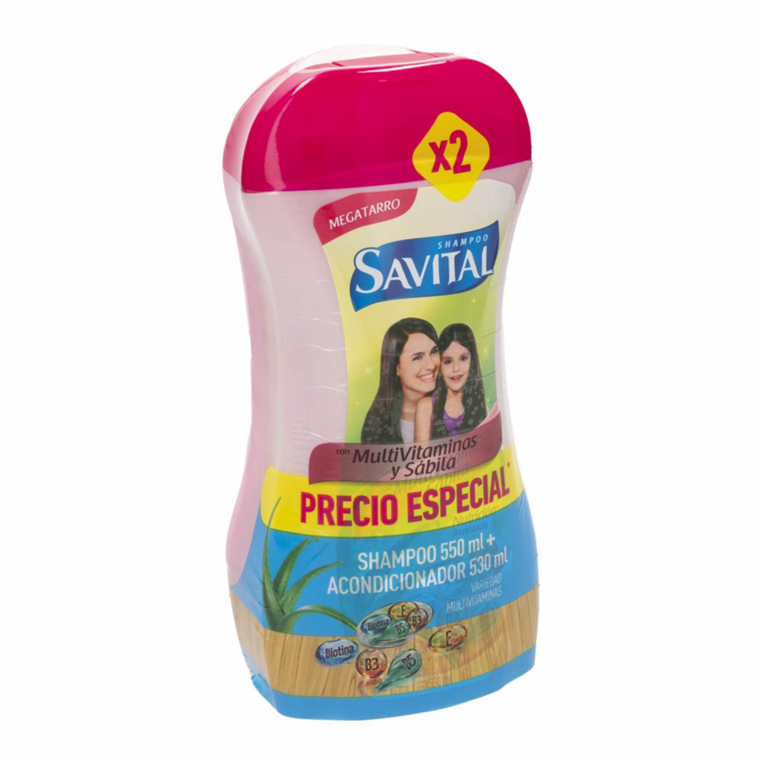 Shampoo Y Acondicionador Con Multivitaminas SAVITAL Pack 1080 Ml