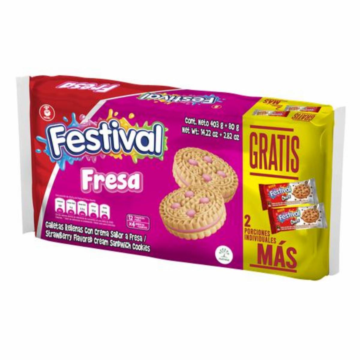 Galleta De Fresa + 2 Gratis FESTIVAL 483 G