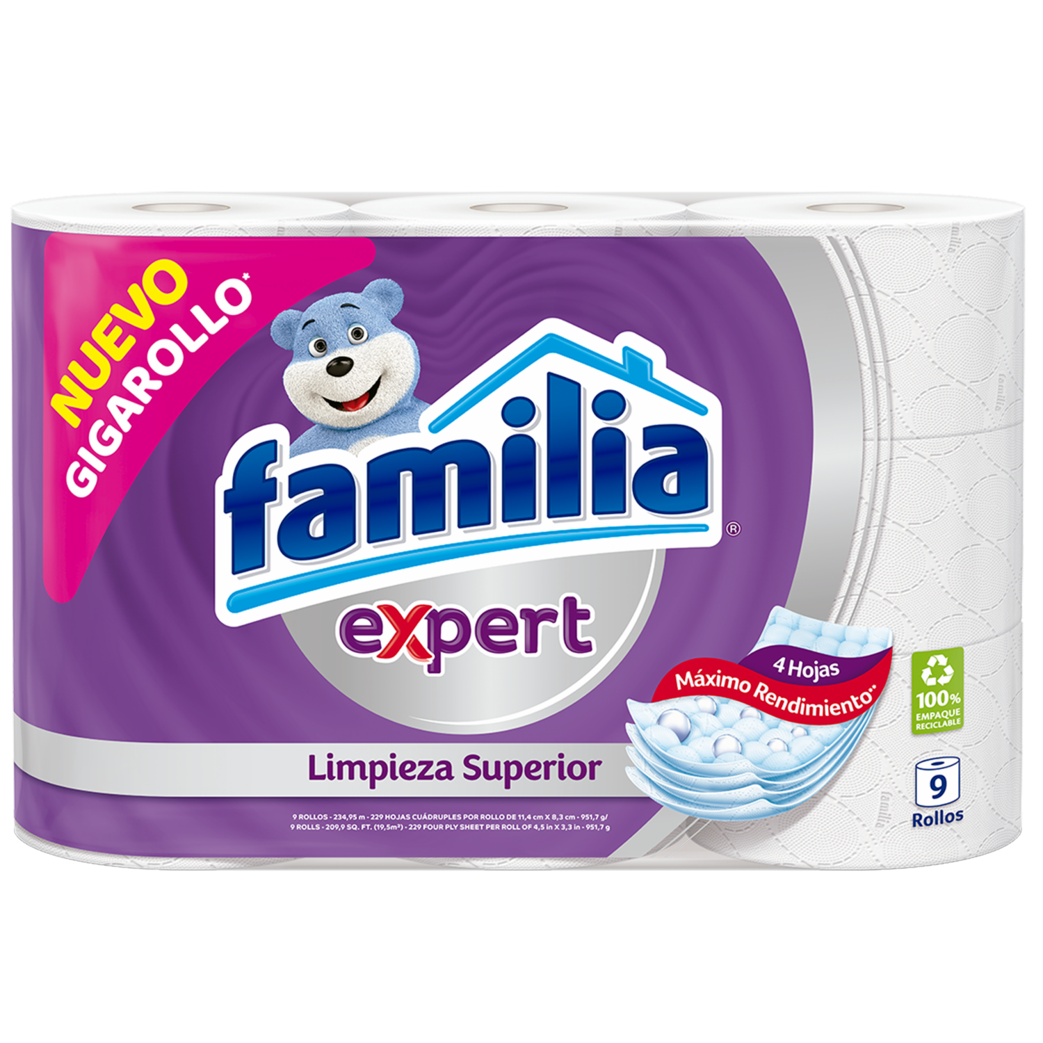 Papel Higiénico Expert FAMILIA 9 Rollos