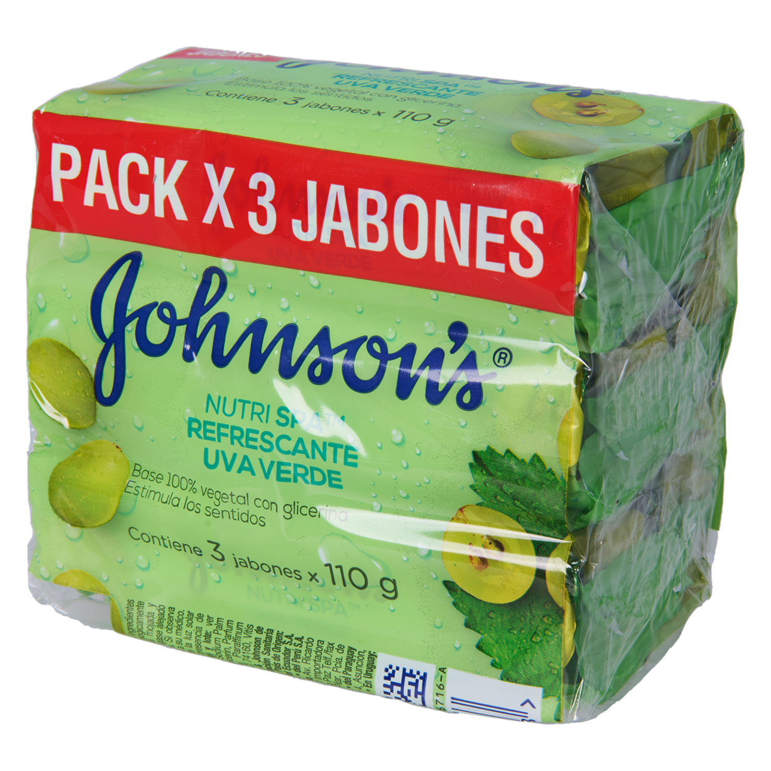 Jabón En Barra Uva Verde Tripack JOHNSON’S 330 G