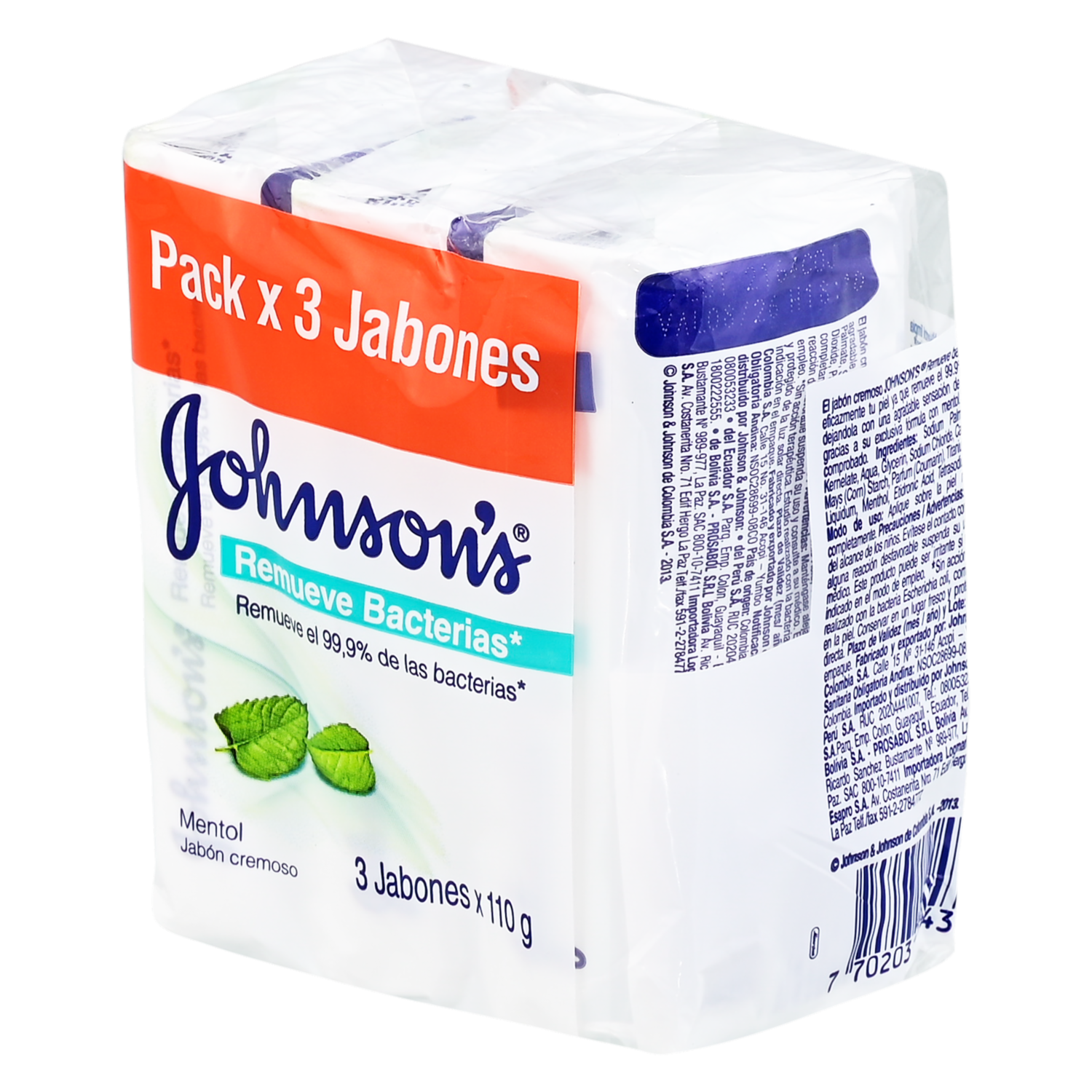 Jabón En Barra Remueve Bacterias Ultrafresh Tripack JOHNSON’S 330 G