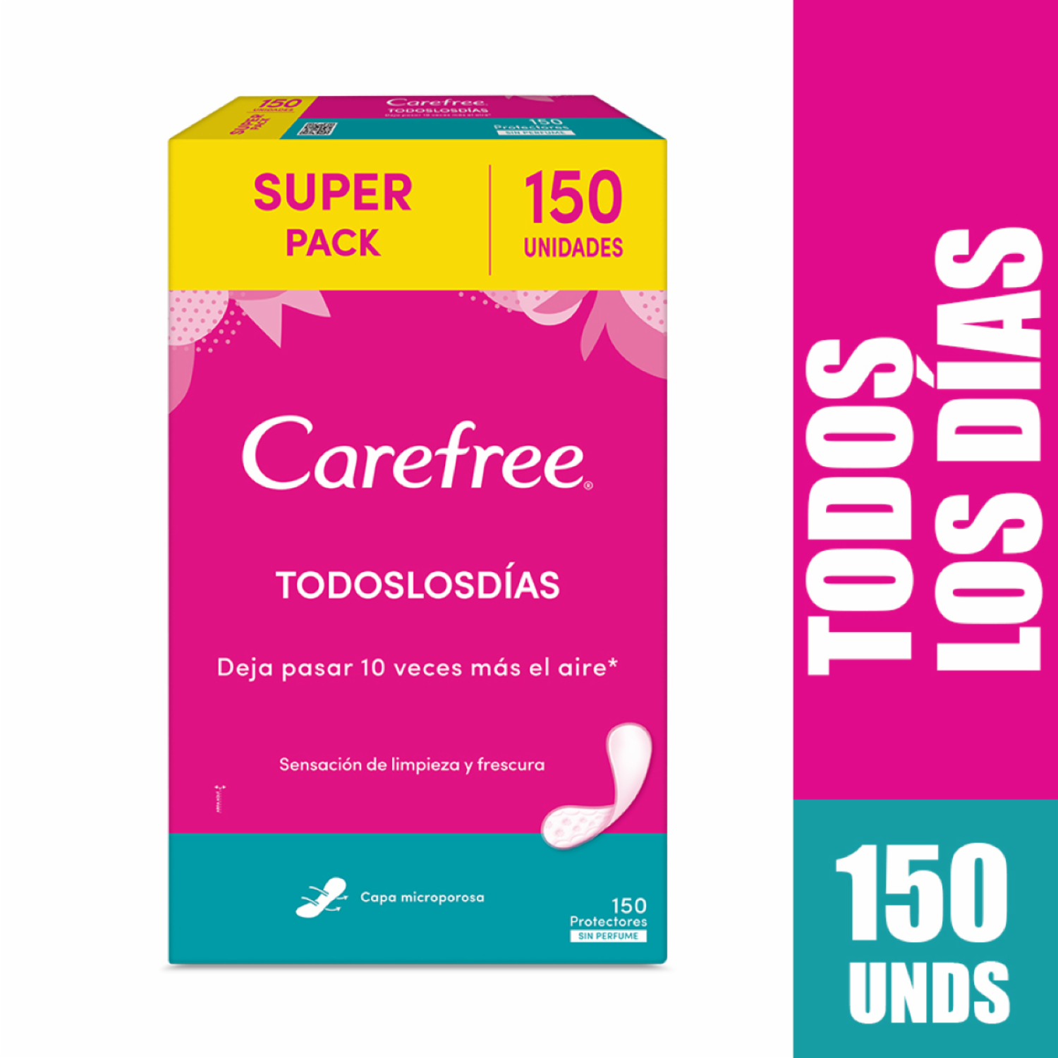 Protectores Diarios Todos Los Días Sin Perfume CAREFREE 150 U