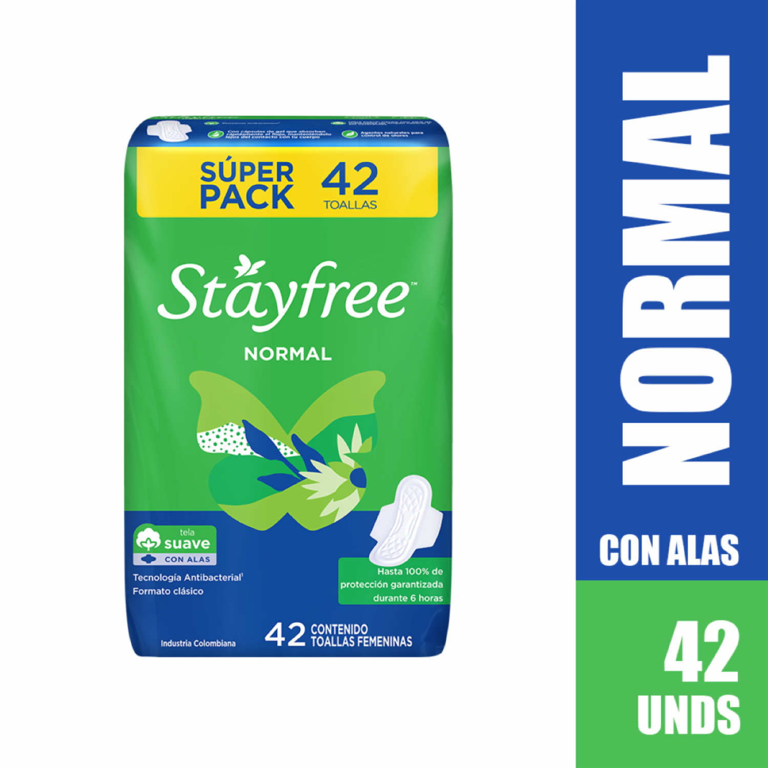 Toallas Femeninas Especiales Normales Con Alas STAYFREE 42 U