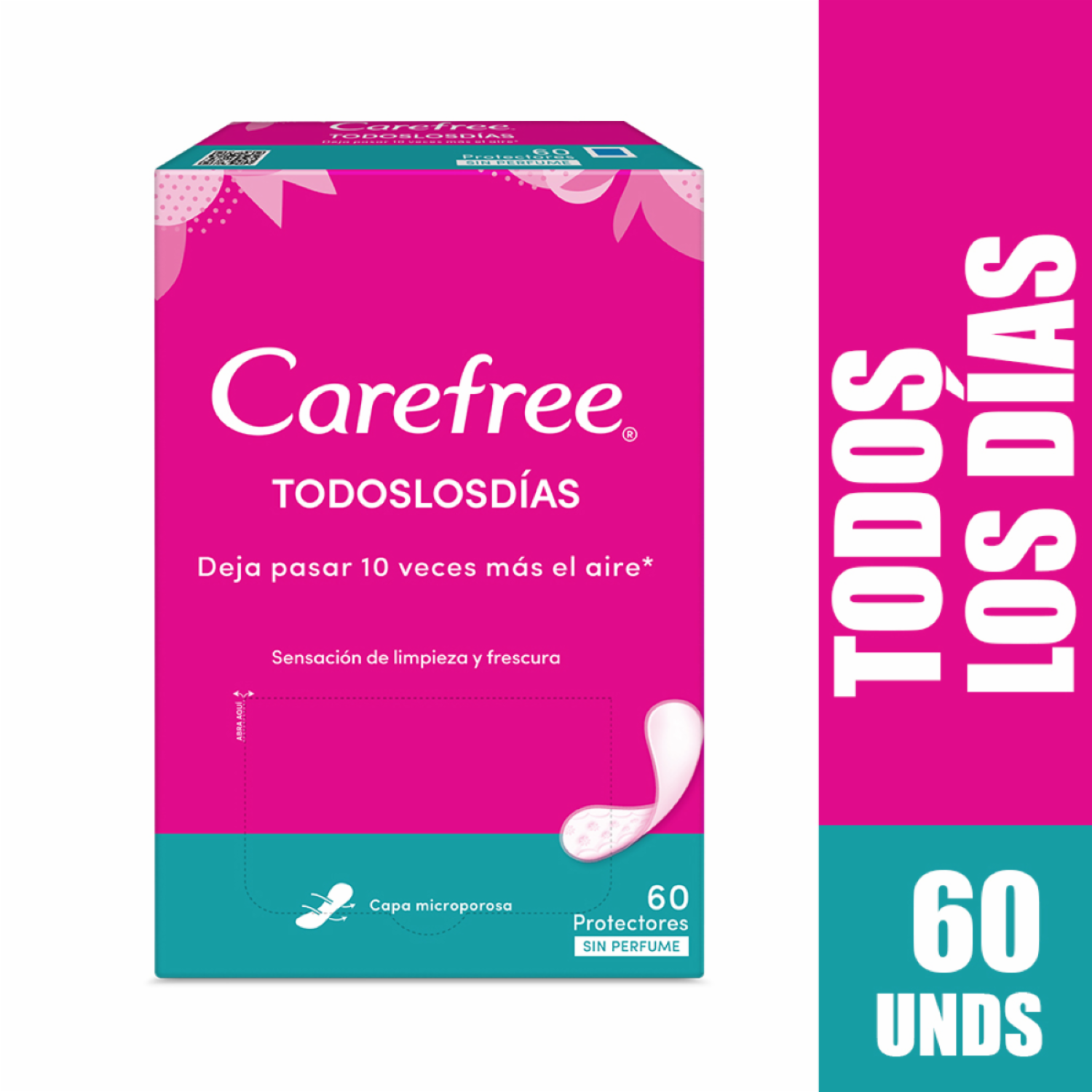 Protectores Diarios Todos Los Días Sin Perfume CAREFREE 60 U