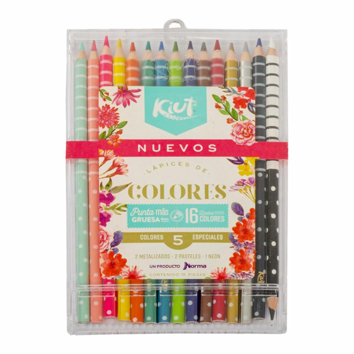 Lápices De Colores Caja Plástica KIUT X 16 Uds