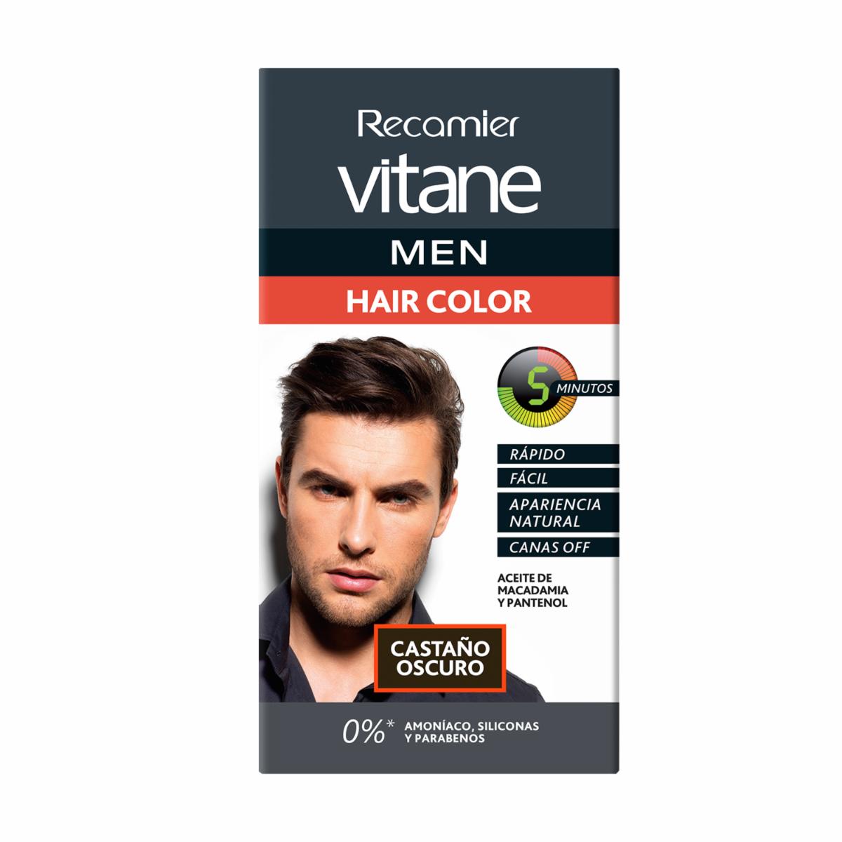 Tinte De Cabello Para Hombre Castaño Oscuro Sin Amoníaco VITANE Kit 25 G