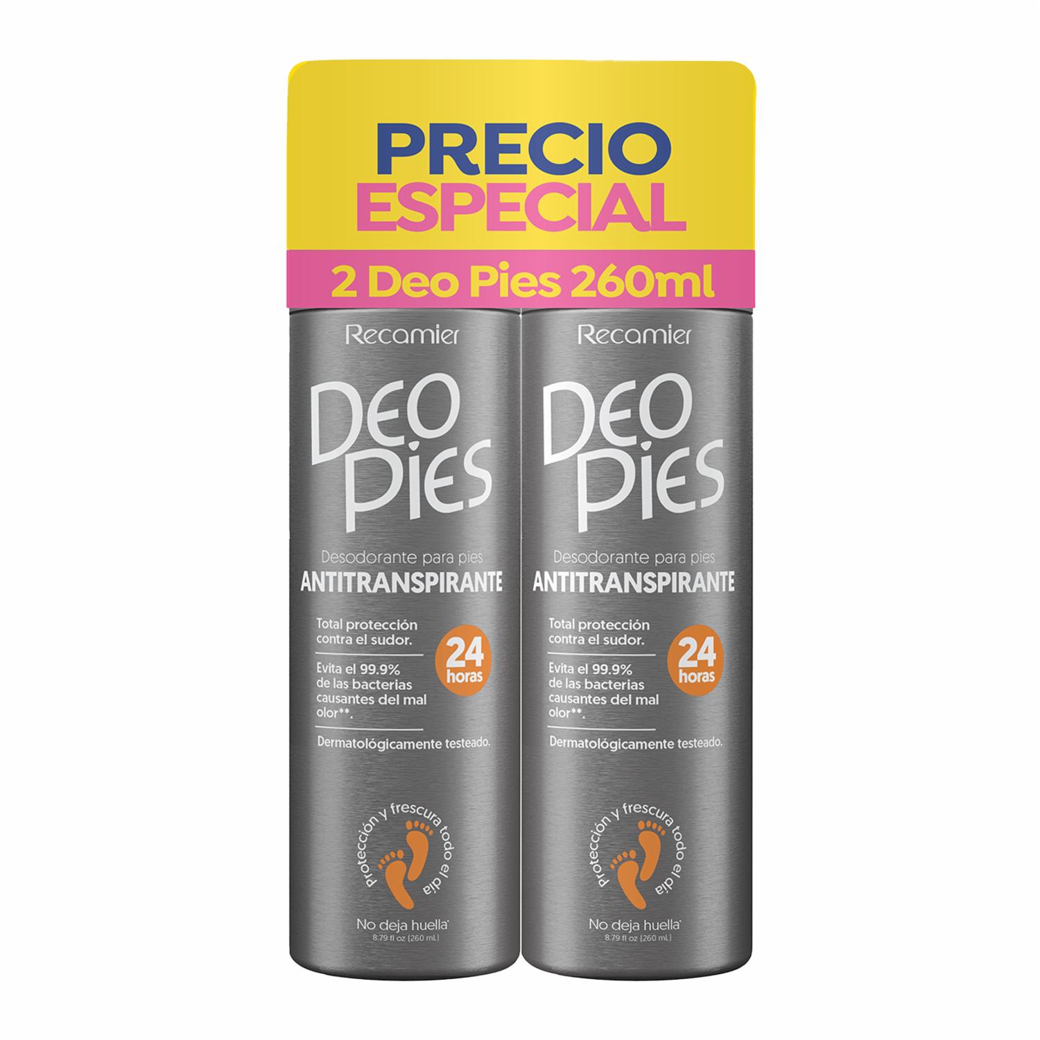 Desodorante Para Pies En Spray Antitransparente 24 Horas DEO PIES 2 x 260 Ml