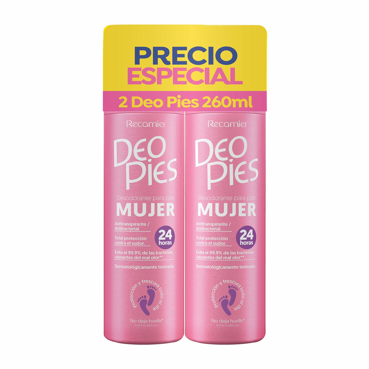 Desodorante Para Pies En Spray Para Mujer 24 Horas DEO PIES 2 x 260 Ml