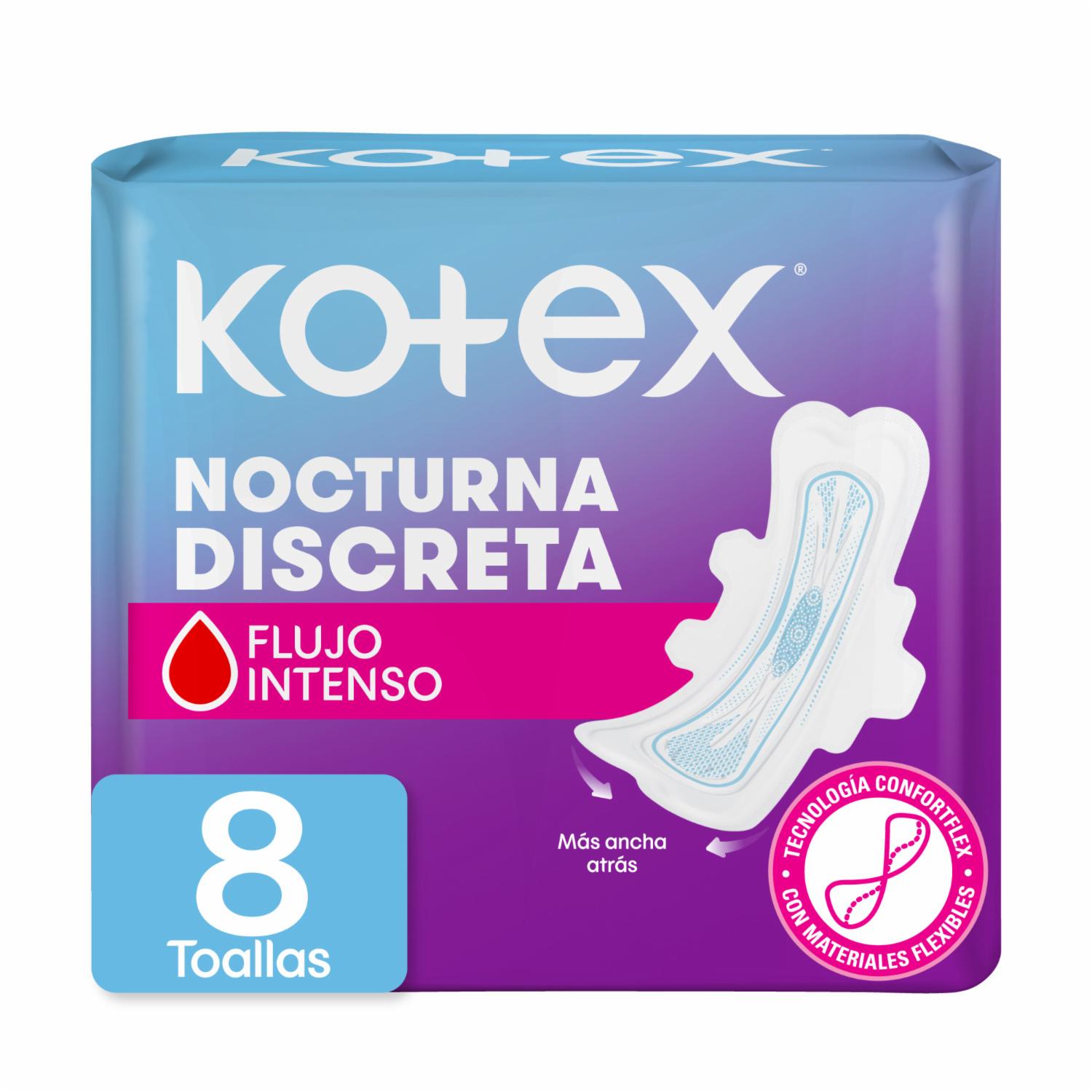 Toallas Higiénicas Femeninas Nocturna Discreta KOTEX X 8 Uds
