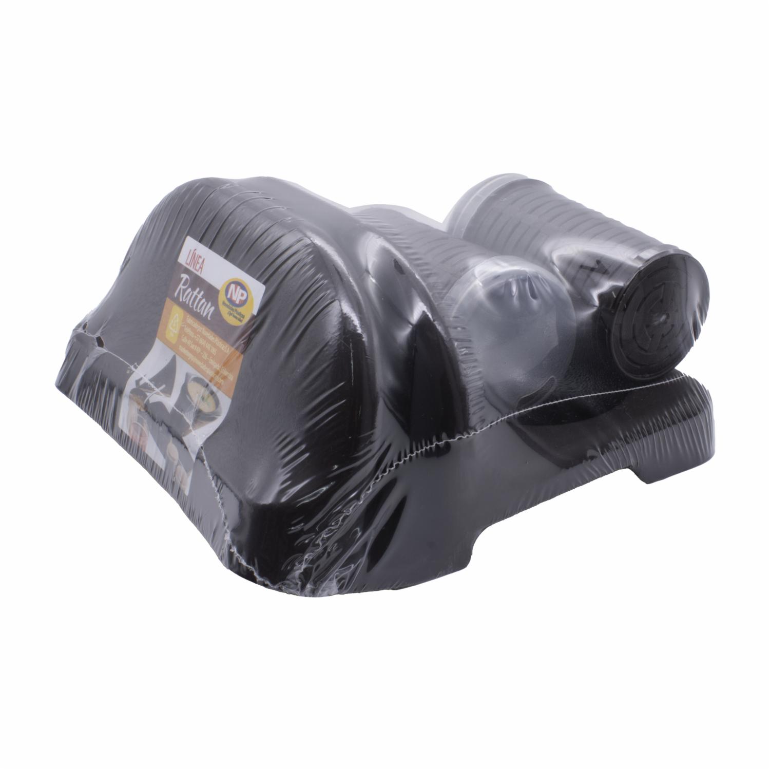 Set Trio Servilletero Salero Palillero Rattan NOVEDADES PLÁSTICAS Unidad